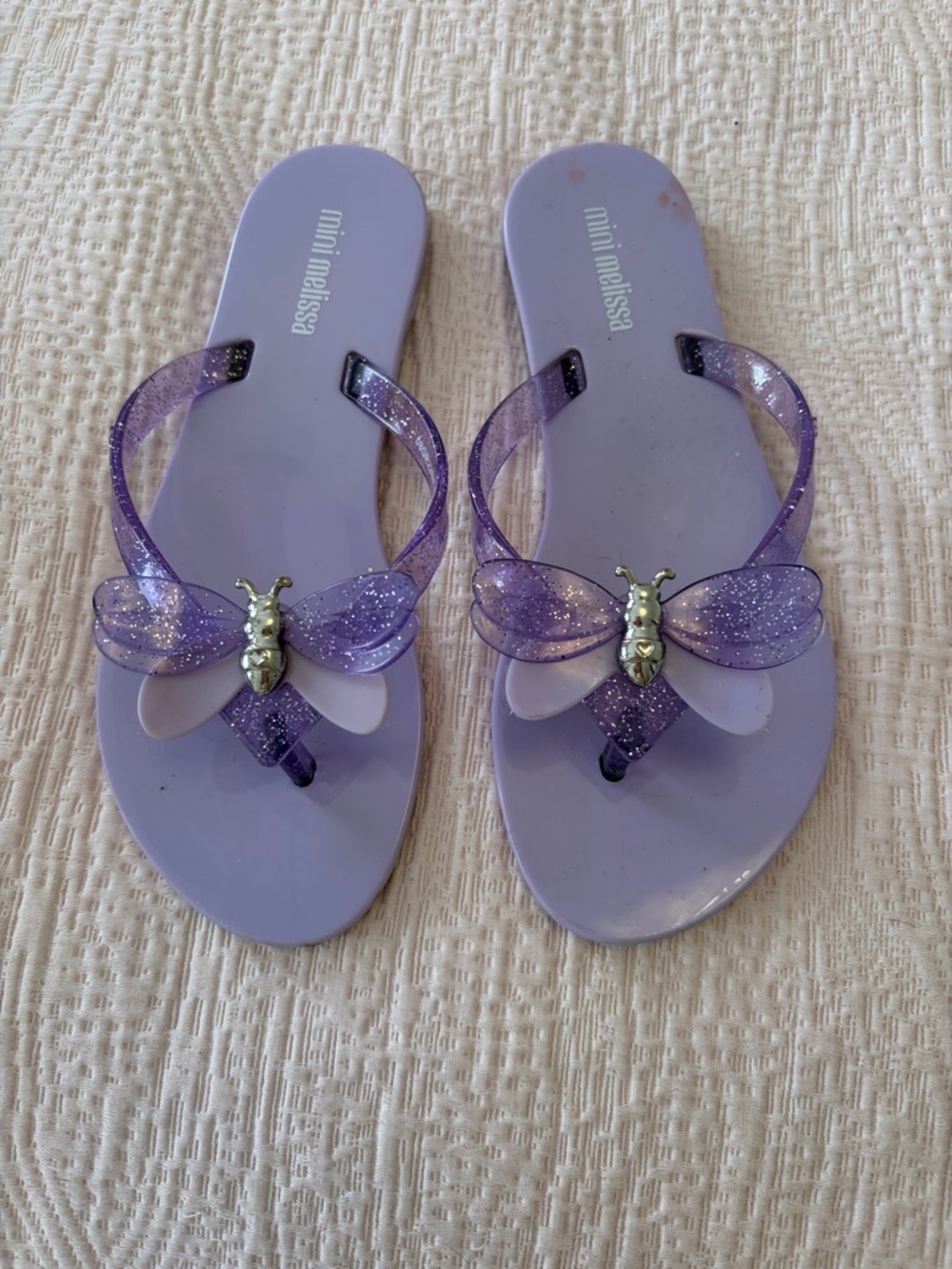 Mini Melissa Girls Purple Jelly Butterfly Sandals size 1
